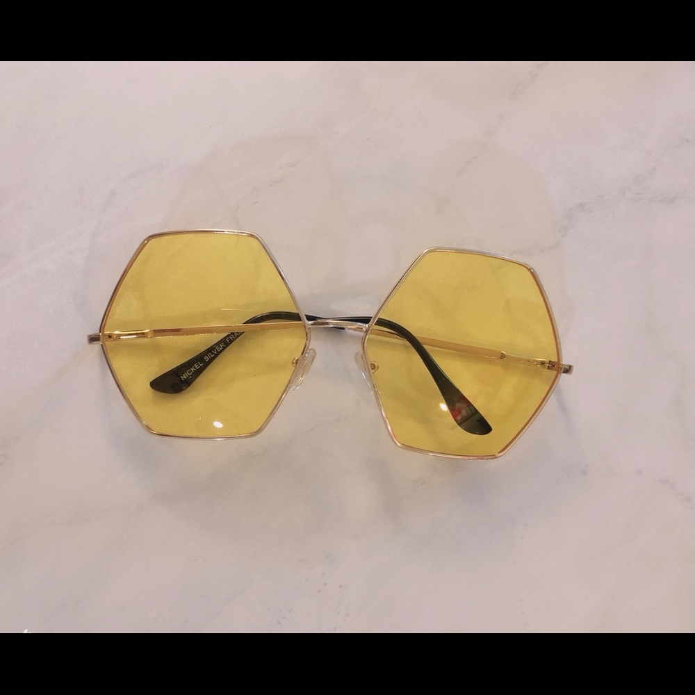 Hexagon Chic Yellow Sunglasses